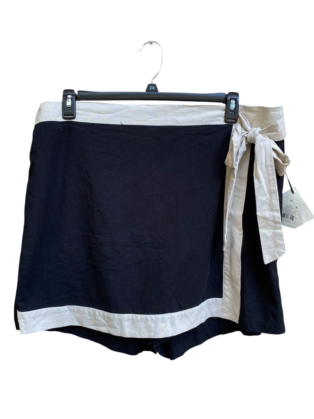 Ava and Viv NWT Faux Wrap Mini Skort Side Tie Black Ivory Womens Plus Size 1X